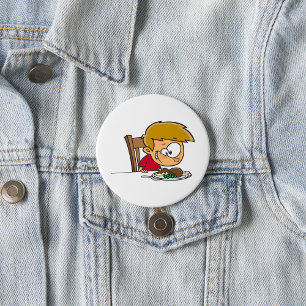 Funny Cartoon Boy Excited for Dinner Button