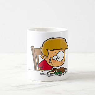 Funny Cartoon Boy Excited for Dinner Coffee Mug