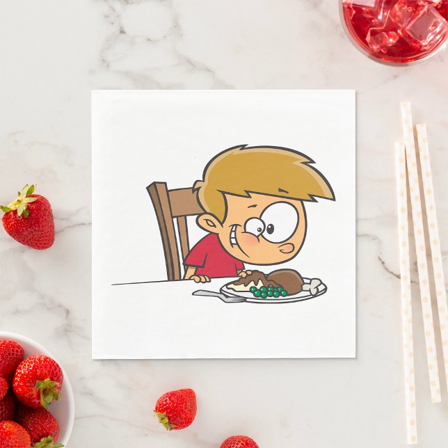 Funny Cartoon Boy Excited for Dinner  Napkins (Creator Uploaded)