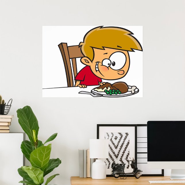 Funny Cartoon Boy Excited for Dinner  Poster (Creator Uploaded)