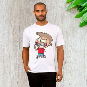 Funny Cartoon Boy with Braces Smile T-Shirt