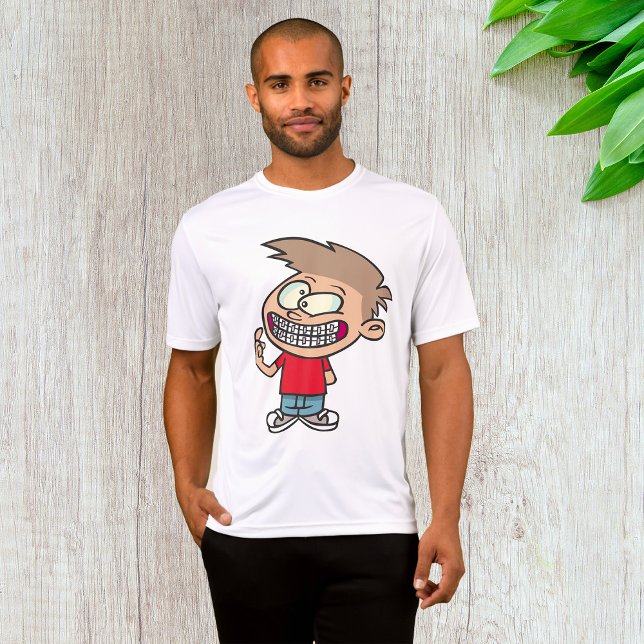 Funny Cartoon Boy with Braces Smile T-Shirt (Creator Uploaded)