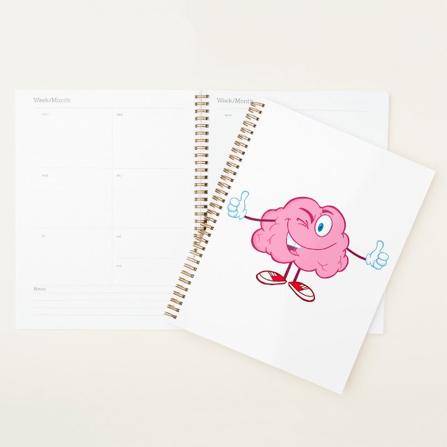 Funny Cartoon Brain Winking Character Thumbs Up Planner (Creator Uploaded)