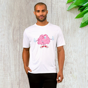 Funny Cartoon Brain Winking Character Thumbs Up T-Shirt