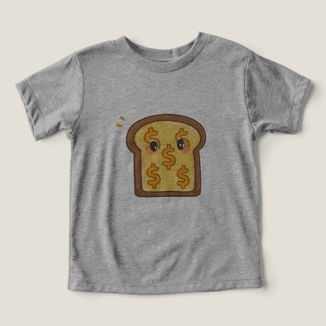  Funny Cartoon Bread Dollar Sign Graphic Tee (Design Front)