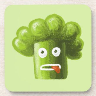Funny Cartoon Broccoli Beverage Coaster