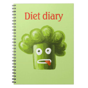 Funny Cartoon Broccoli Diet Diary Notebook