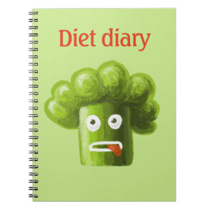 Funny Cartoon Broccoli Diet Diary Notebook