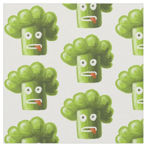 Funny Cartoon Broccoli Fabric