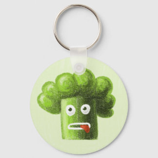 Funny Cartoon Broccoli Is Healthy Food Keychain