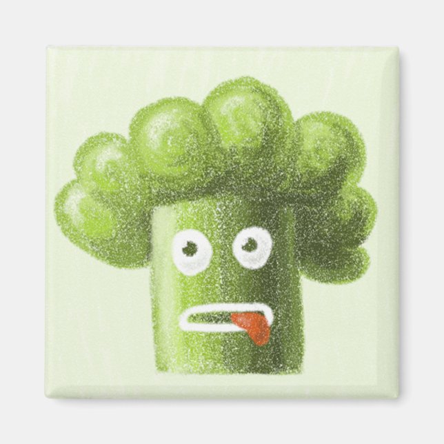 Funny Cartoon Broccoli Is Healthy Food Magnet (Front)