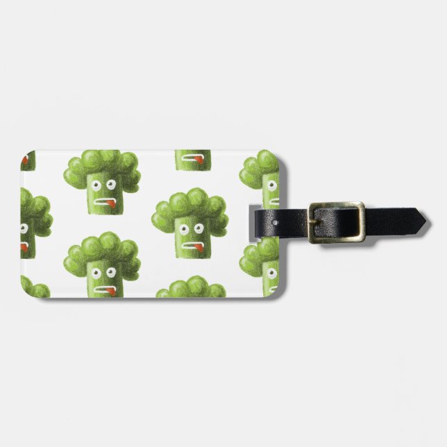 Funny Cartoon Broccoli Pattern Personalized Luggage Tag (Front Horizontal)