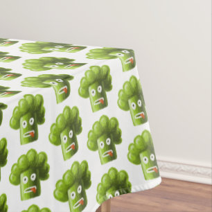 Funny Cartoon Broccoli Pattern Tablecloth