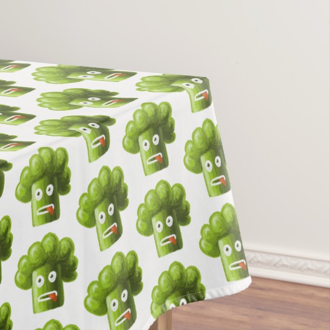 Funny Cartoon Broccoli Pattern Tablecloth (In Situ)