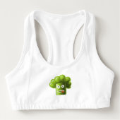Funny Cartoon Broccoli Sports Bra (Front)