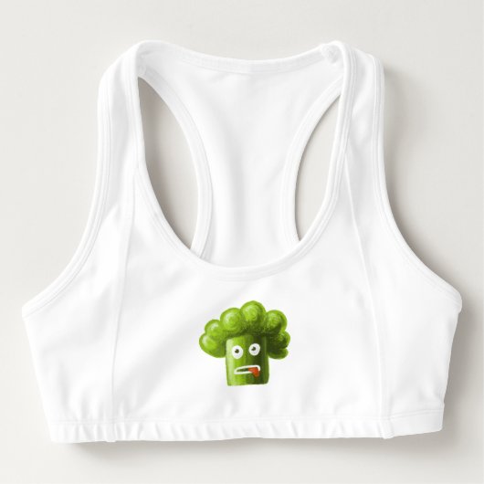 Funny Cartoon Broccoli Sports Bra (Front)