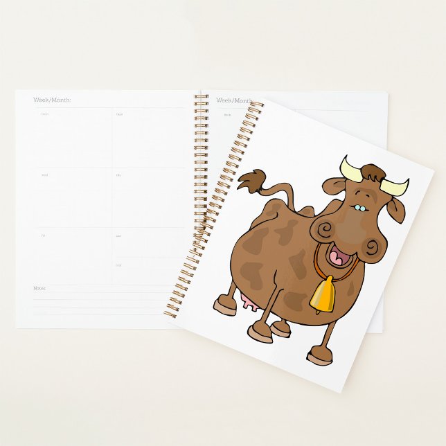 Funny Cartoon Brown Cow with Bell Farm Animal  Planner (Creator Uploaded)