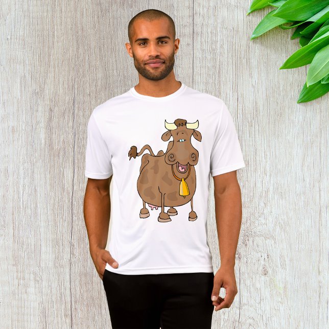 Funny Cartoon Brown Cow with Bell Farm Animal  T-Shirt (Creator Uploaded)