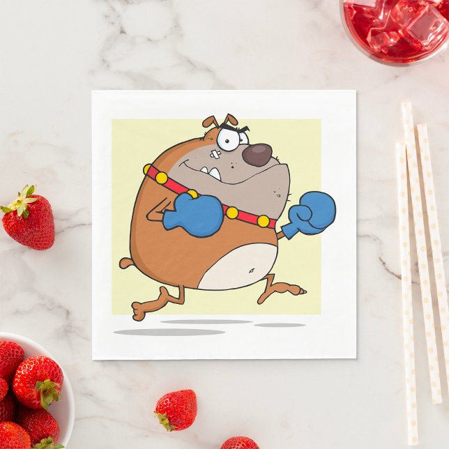 Funny Cartoon Bulldog Boxer Dog Napkins (Creator Uploaded)