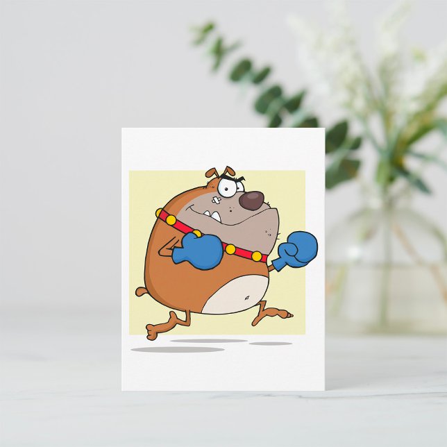 Funny Cartoon Bulldog Boxer Dog Note Card (Creator Uploaded)