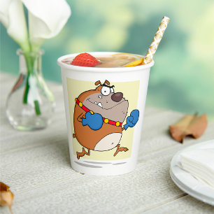 Funny Cartoon Bulldog Boxer Dog Paper Cups