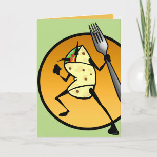 FUNNY CARTOON BURRITO BLANK GREETING CARD