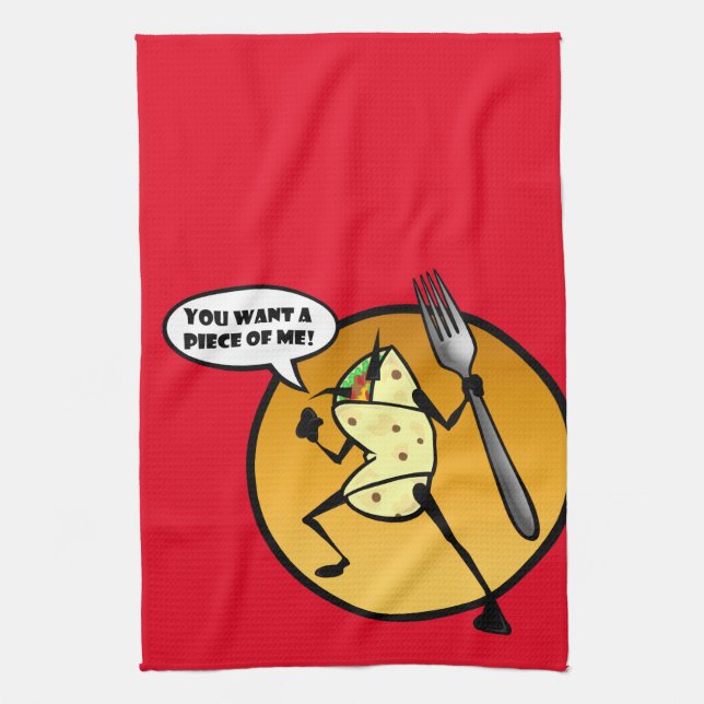 FUNNY CARTOON BURRITO GRAPHIC KITCHEN DISH TOWEL (Vertical)