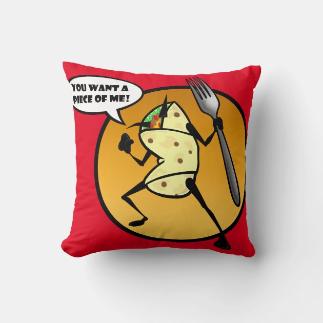 FUNNY CARTOON BURRITO GRAPHIC SQUARE THROW PILLOW Zazzle