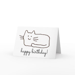 Funny Cartoon Cat Drawing Happy Birthday Card