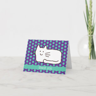 Funny Cartoon Cat Drawing Thank You Folded Note Card