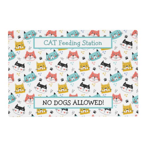 Funny Cartoon Cat Feeding Station Placemat