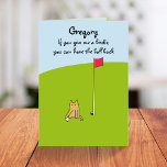 Funny Cartoon Cat Golf Joke Birthday  Card at Zazzle