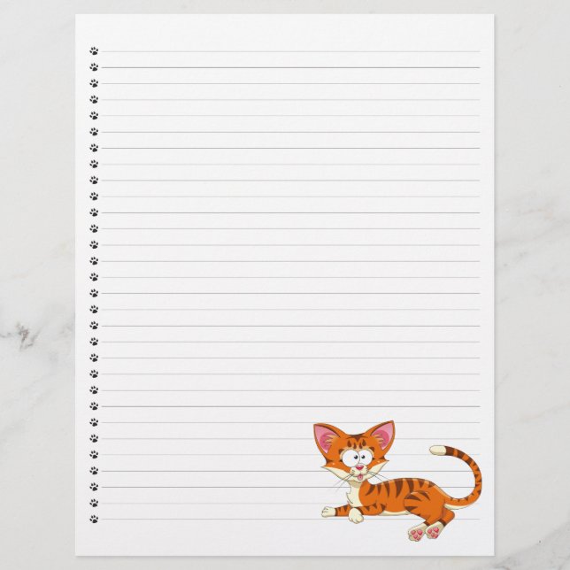 Funny Cartoon Cat  Lined Pet Letterhead (Front)