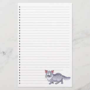 Funny Cartoon Cat Lined Pet Stationery
