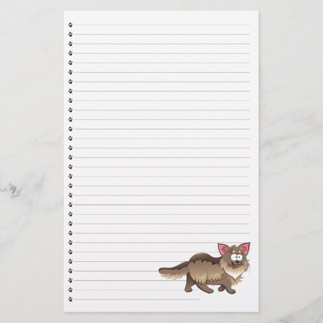 Funny Cartoon Cat  Lined Pet Stationery (Front)