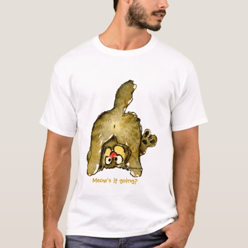 Funny Cartoon Cat Meows it Going Tshirt