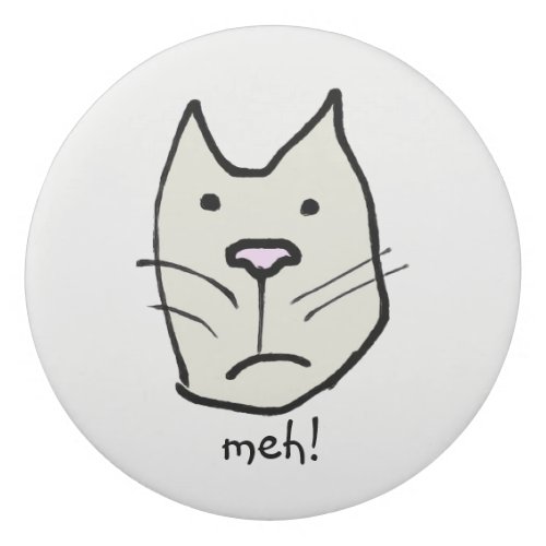 Funny Cartoon Cat Says Meh Add Your Name Eraser