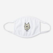 Funny Cartoon Cat Says Meh White Cotton Face Mask (Front)