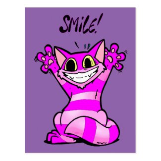 Funny cartoon cat, smile postcard