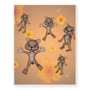 Funny cartoon cat temporary tattoos