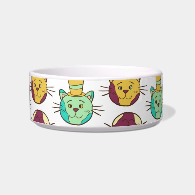 Funny Cartoon Cat Wearing Hats Bowl (Front)