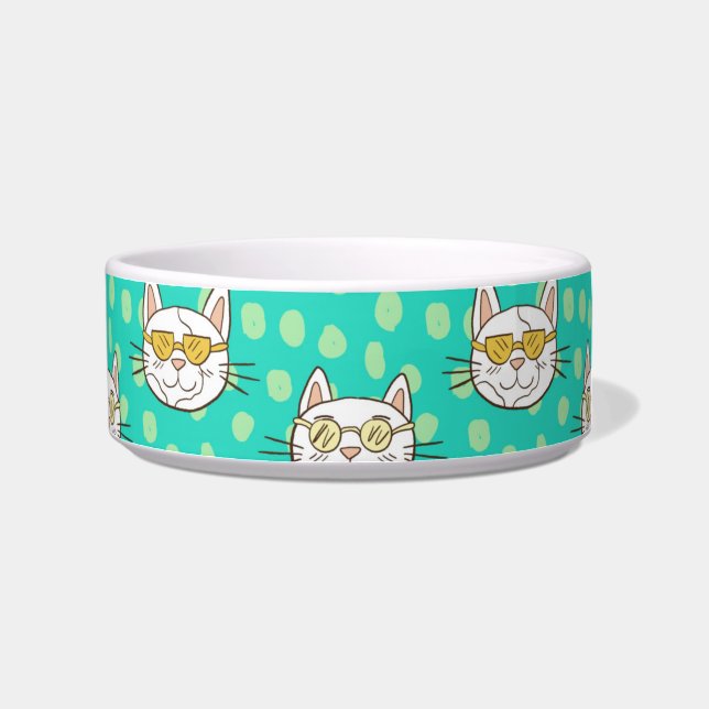 Funny Cartoon Cat Wearing Sun Glasses Bowl (Right)
