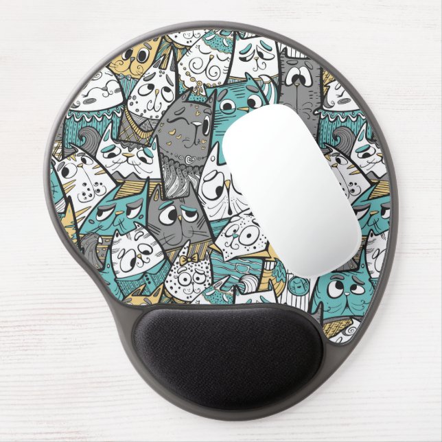 Funny Cartoon Cats Gel Mouse Pad (Left Side)