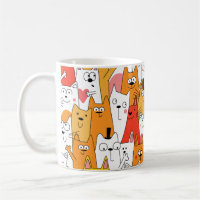 Funny Cartoon Cats Group Doodle Coffee Mug