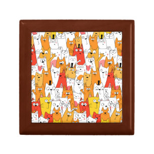 Funny Cartoon Cats Group Doodle Gift Box