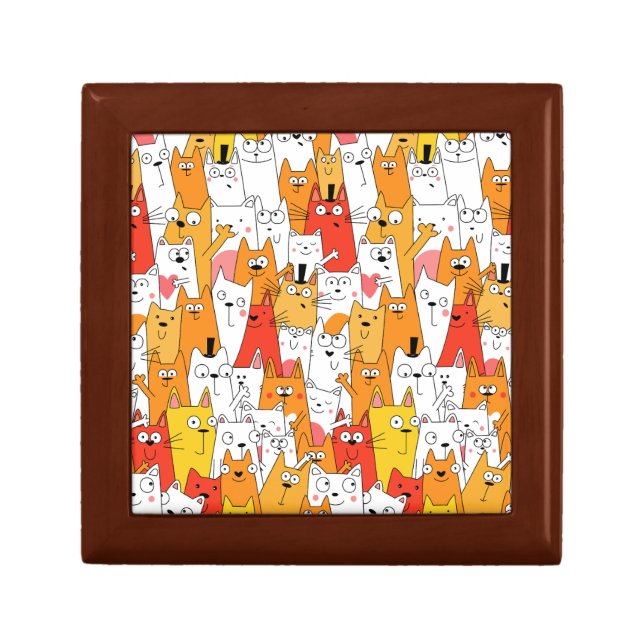 Funny Cartoon Cats Group Doodle Gift Box (Front)