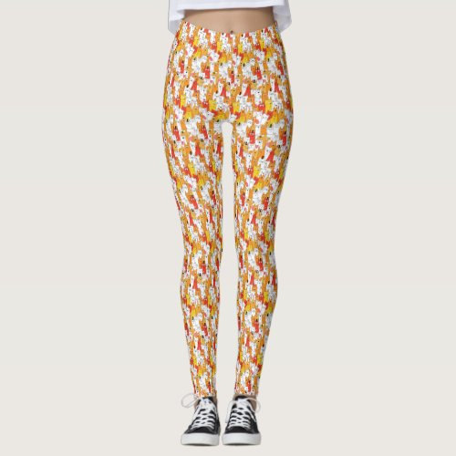 Funny Cartoon Cats Group Doodle Leggings
