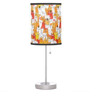 Funny Cartoon Cats Group Doodle Table Lamp