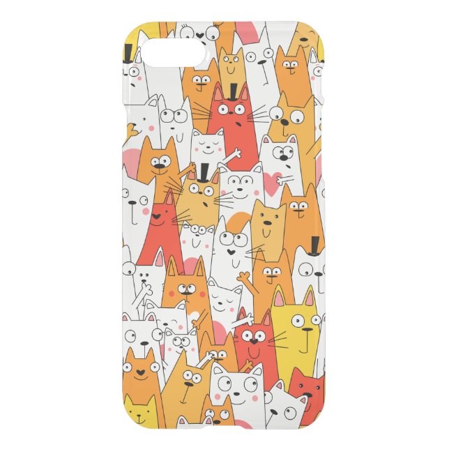 Funny Cartoon Cats Group Doodle Uncommon iPhone Case (Back)
