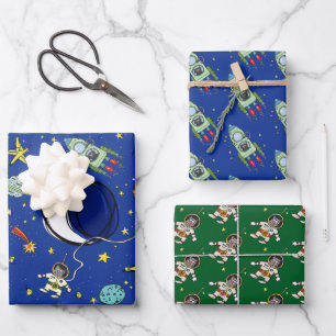Funny Cartoon Cats In Space  Wrapping Paper Sheets